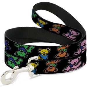 Dog Leash 4-FEET Grateful Dead Dancing Bears Close-Up Black/Multi Color